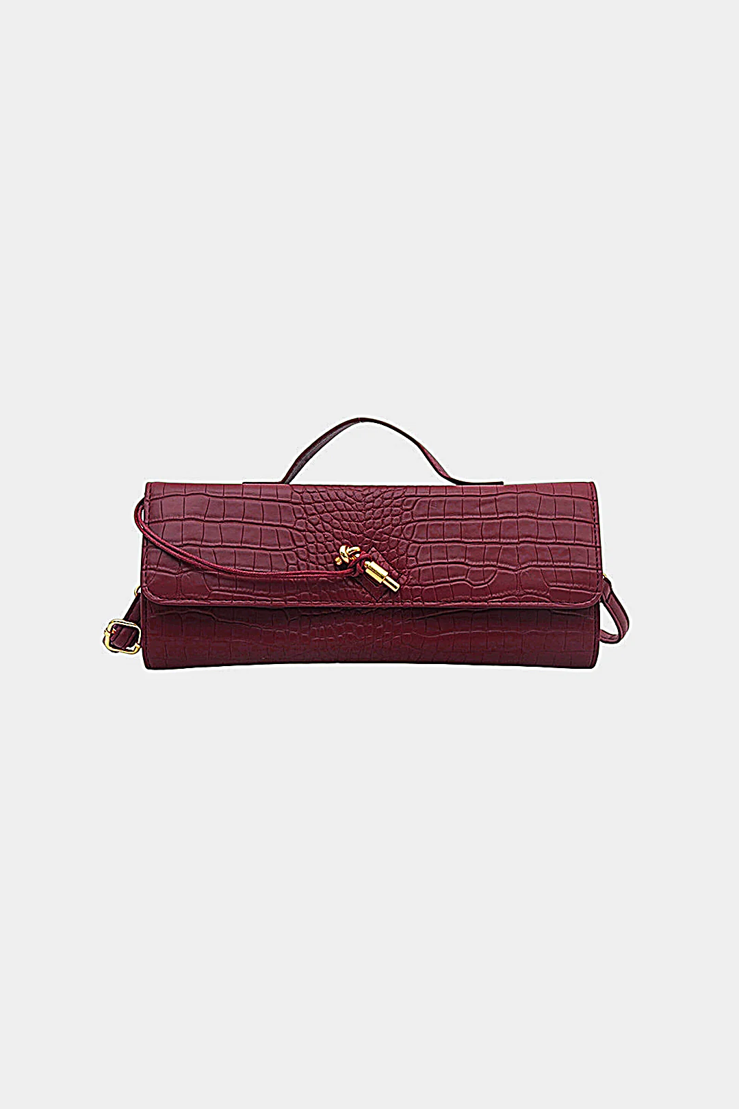 Crocodile Pattern Metallic Lock Clutch Bag