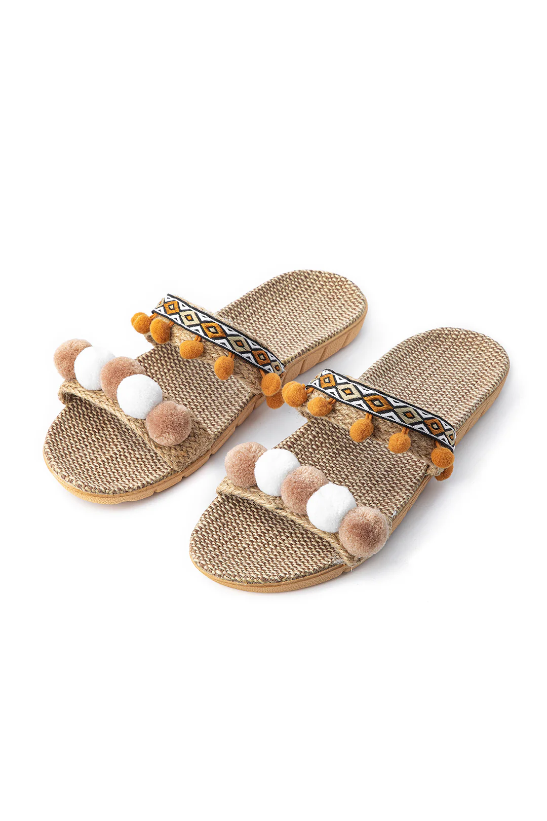 Fringe Trim Slippers