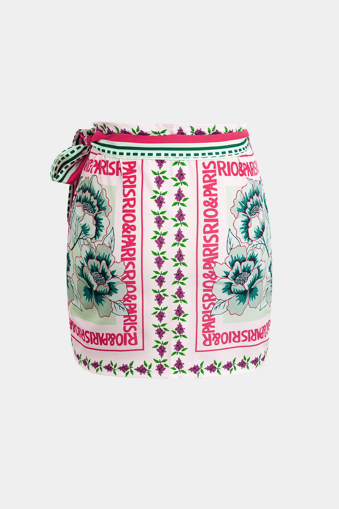 Retro Floral Print Knotted Wrap Mini Skirt - Image 7
