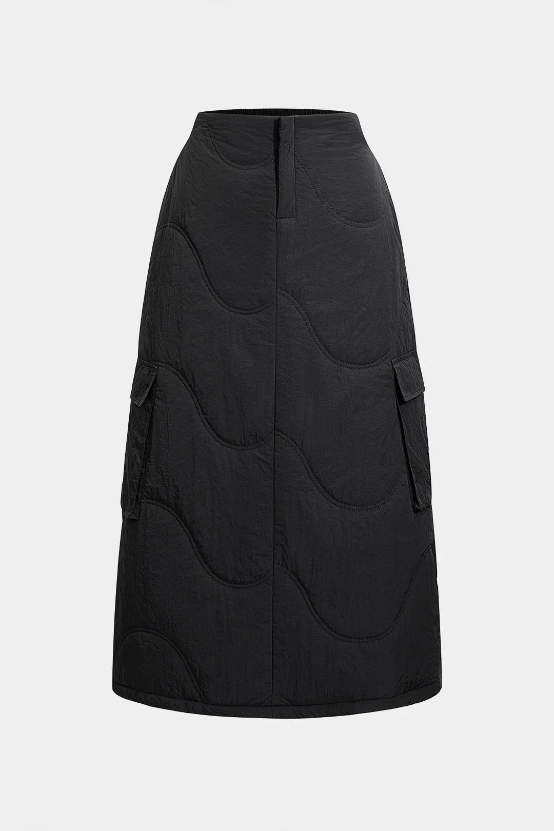 Seamdetail Shirred Waistband Pocket Skirt