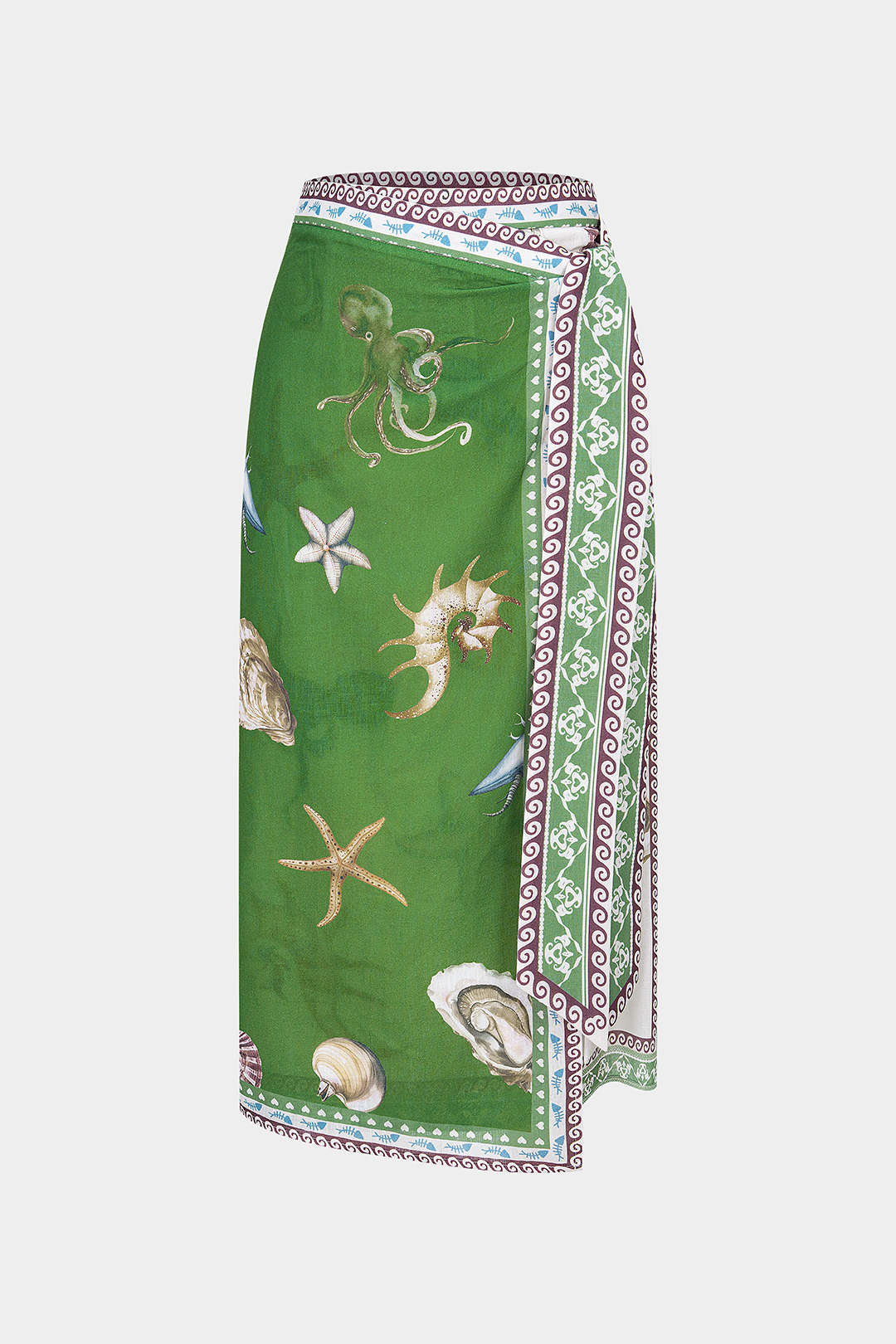 Contrast Artistic Print Wrap Asymmetrical Skirt