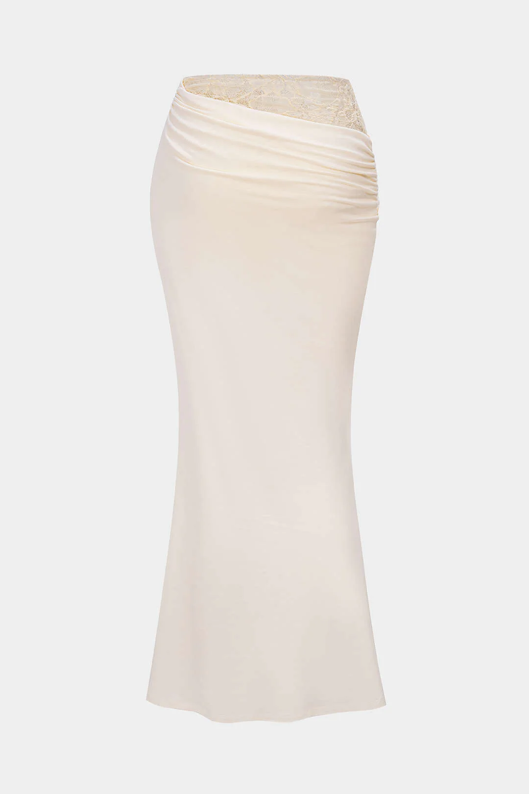 Lace Patchwork Asymmetrical Ruched High Waist Skirt - Image 2