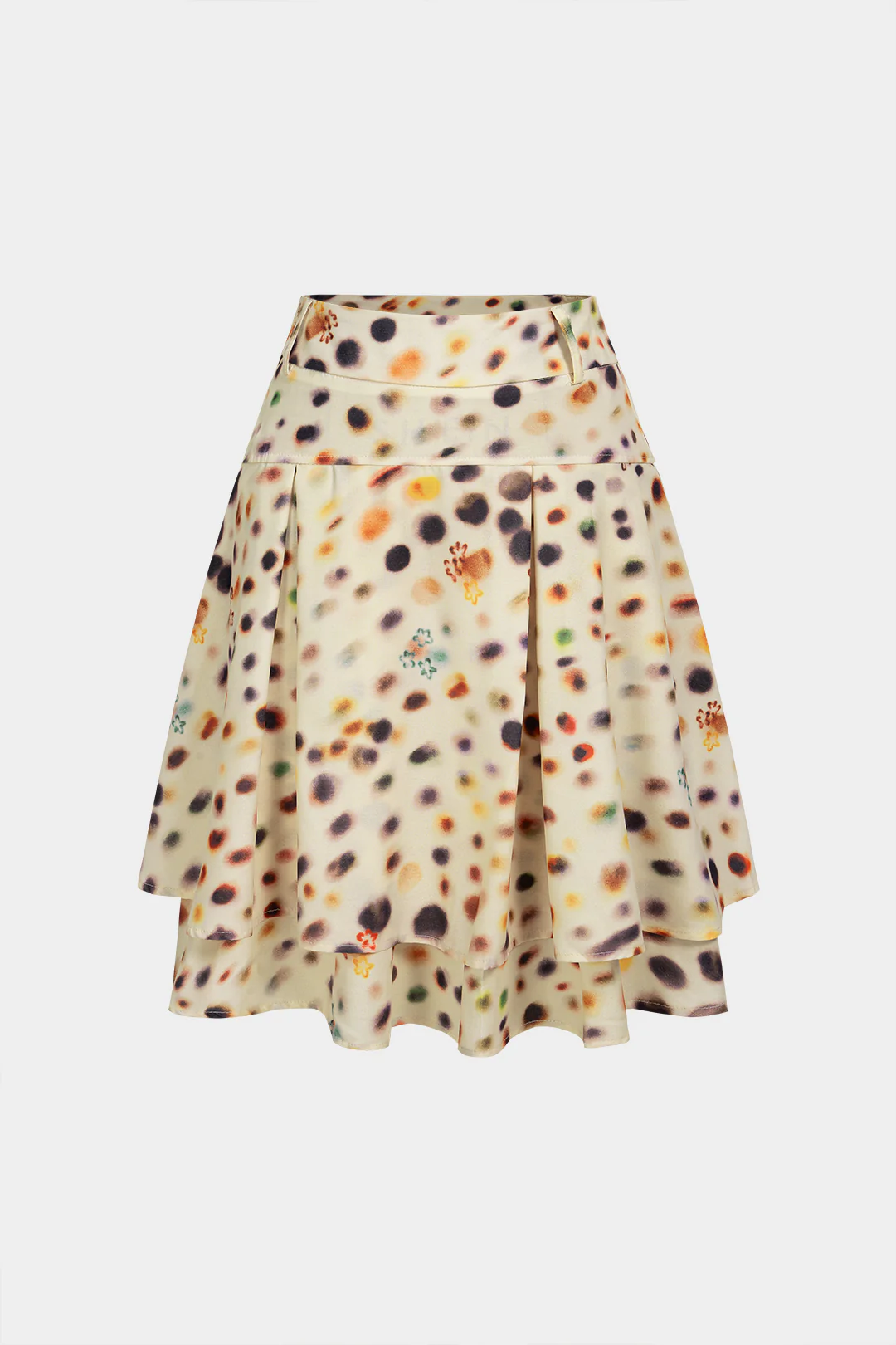 Polka Dots Print Ruched Double Layered Skirt