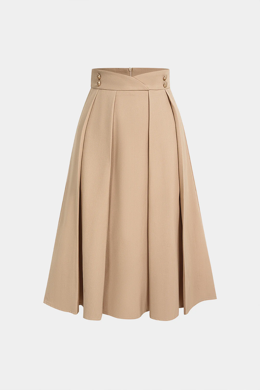 Pleated Zipper High Waist Skirt