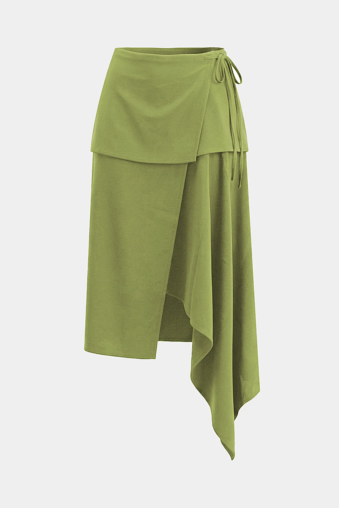Tie-Up Asymmetrical Hem Ruched Skirt