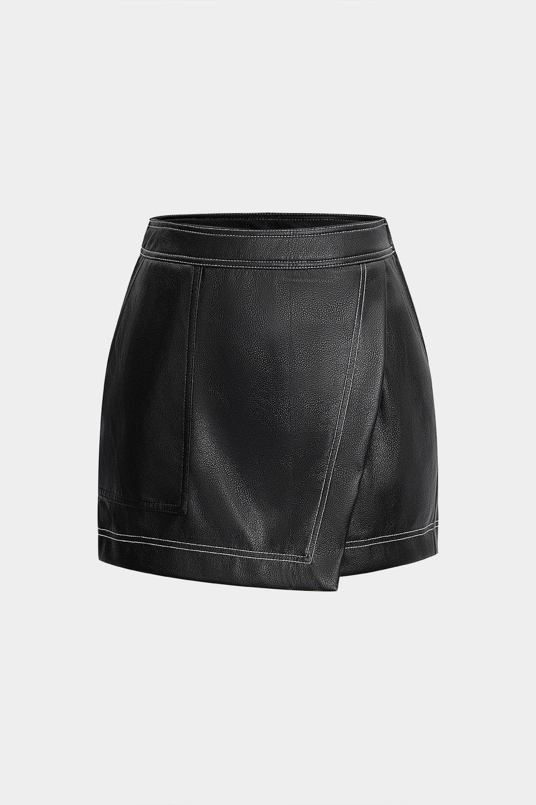 Faux Leather High Waist Skort