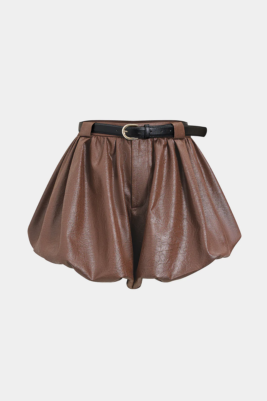 Ruched Belted Puff Shorts