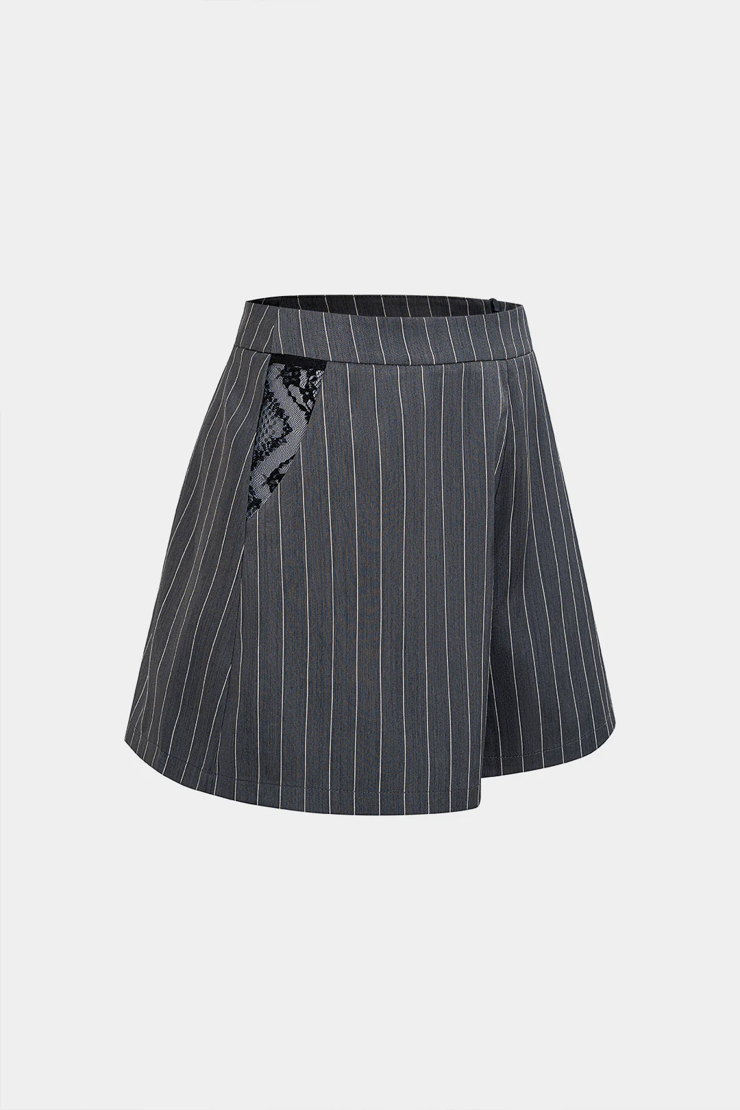 Striped Patchwork Lace Pocket High Waist Shorts