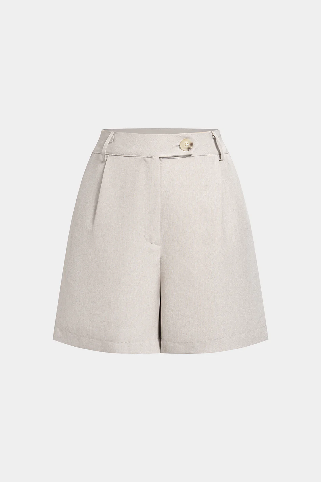 Solid Button High Waist Shorts