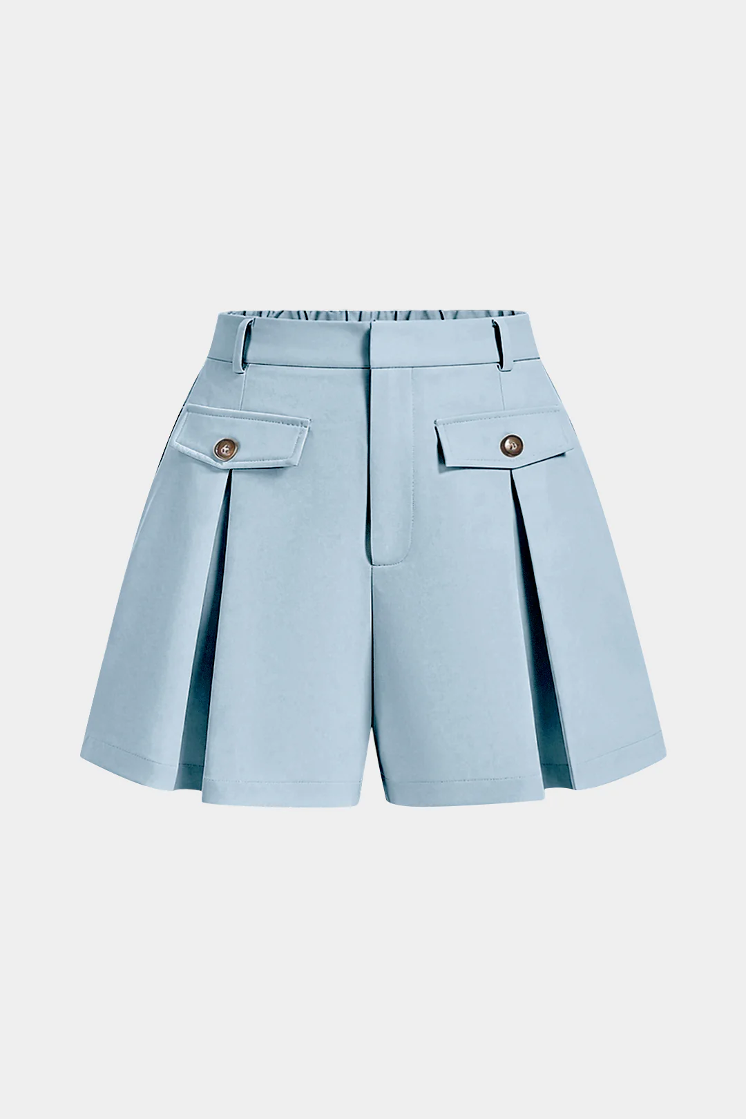 Plus Size Shirred Button Wide Leg Shorts