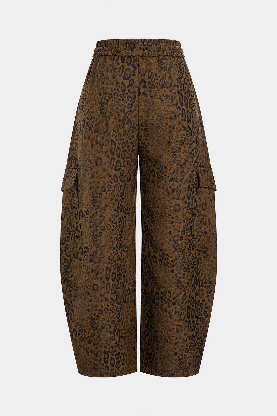 Leopard Print Drawstring Shirred Waistband Pants - Image 2
