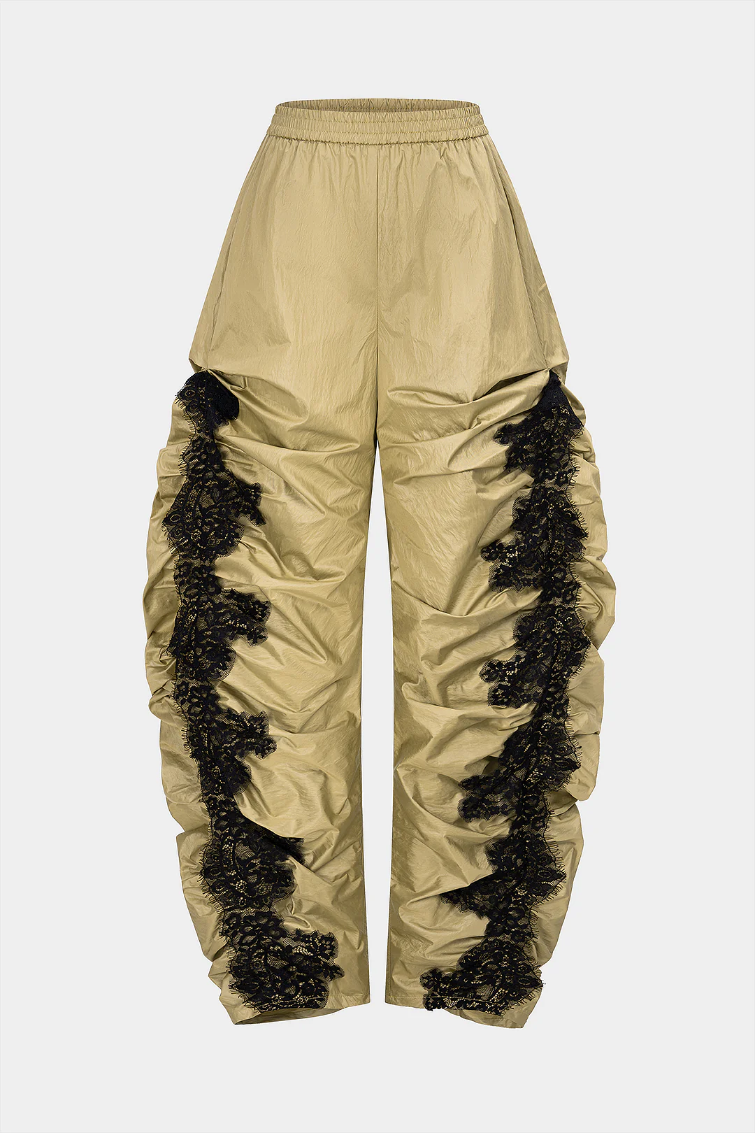 Lace Patchwork Ruched High Waist Pants