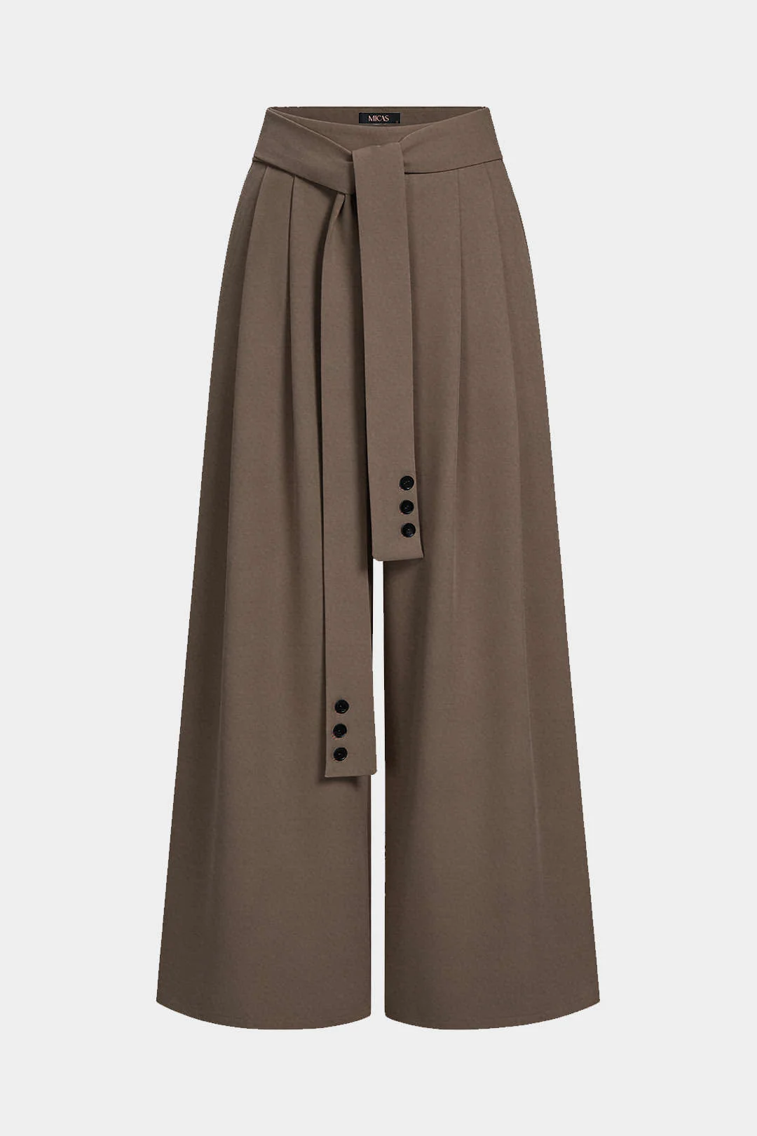 Tie Front Button Wide-Leg Pants - Image 2