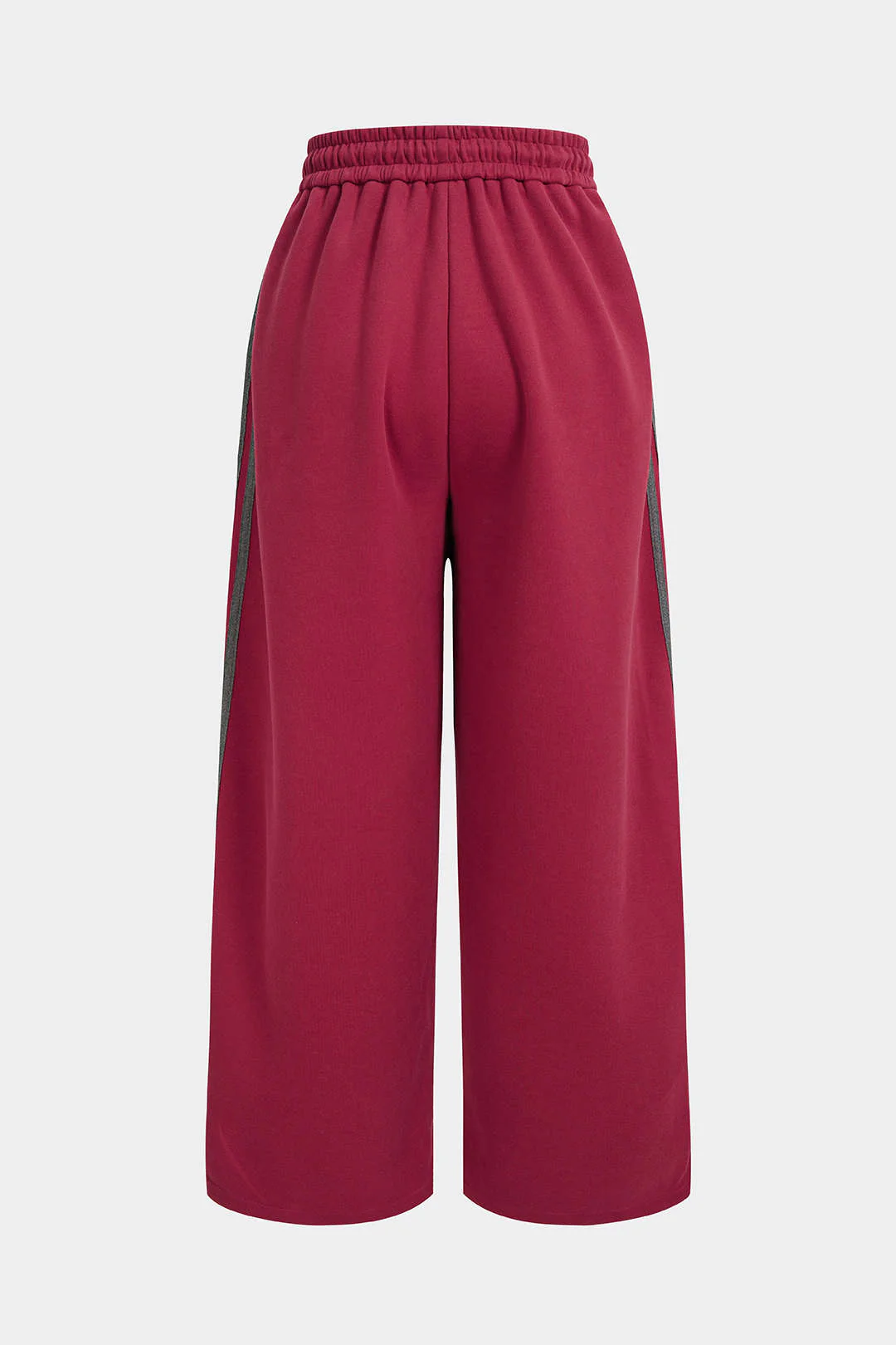 Contrast Drawstring Wide Leg Pants - Image 4