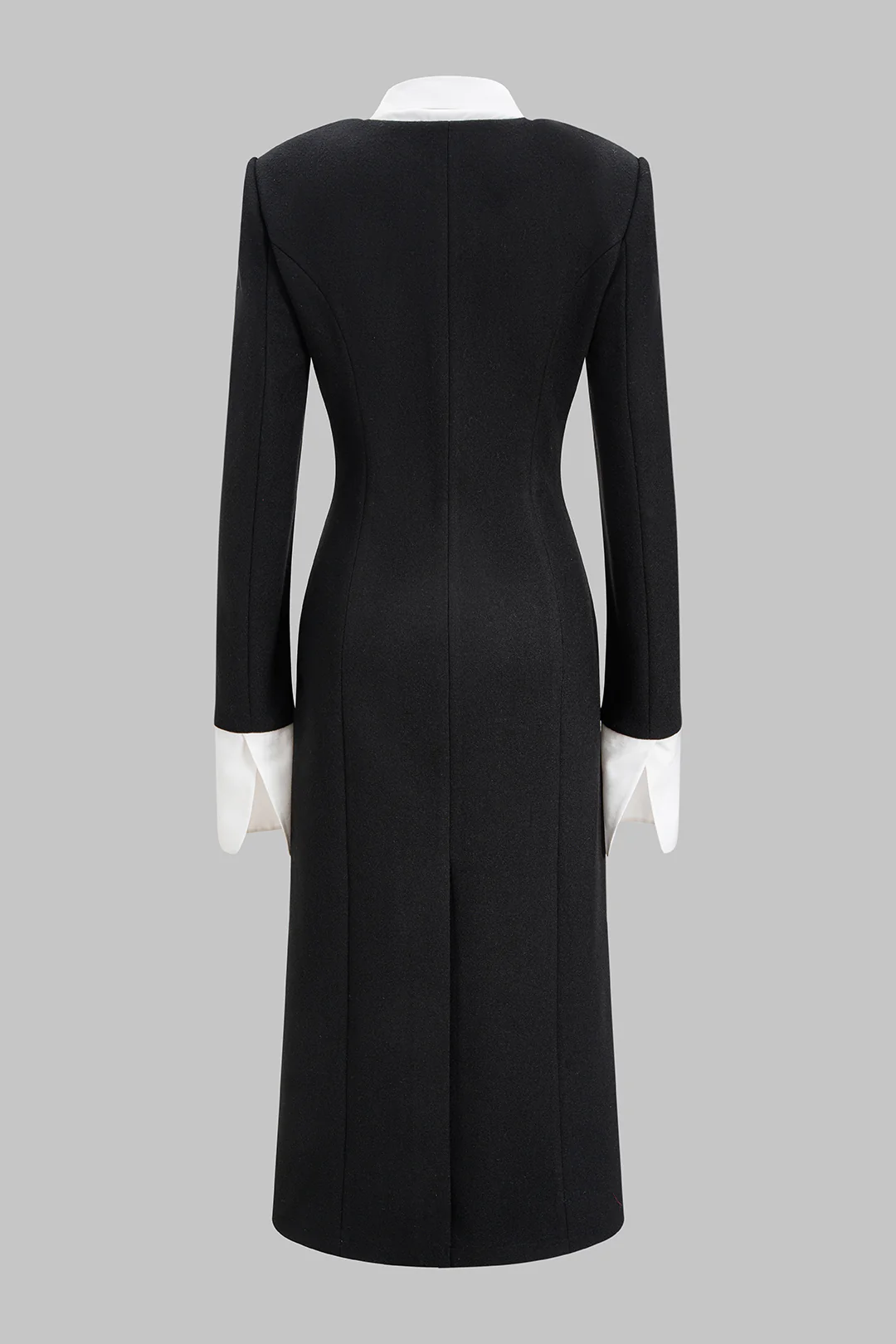 Patchwork Double Breasted Long Sleeve Maxi Dress - Image 3