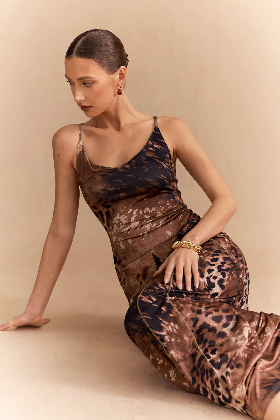 Leopard Print Sleeveless Maxi Dress