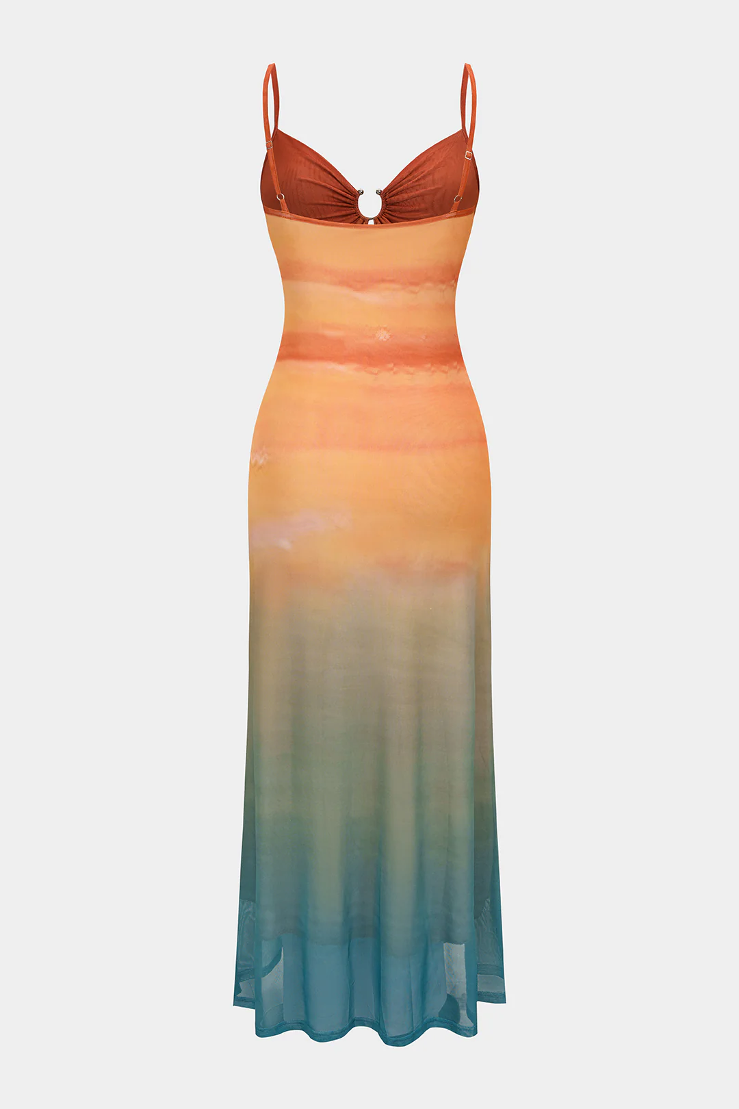 Ombre Print Mesh Cut Out Sleeveless Maxi Dress - Image 2