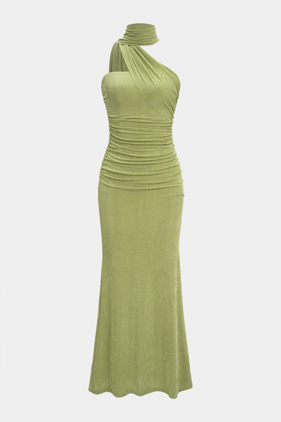 Solid High Waist Strapless Sleeveless Maxi Dress