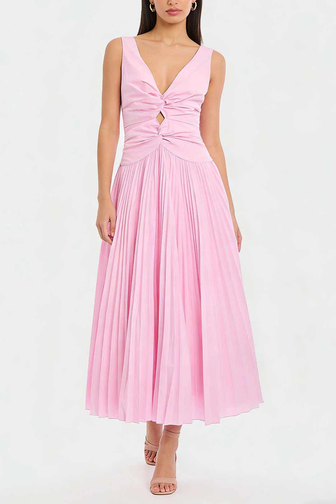 V-Neck Ruched Sleeveless Maxi Dress - Image 4