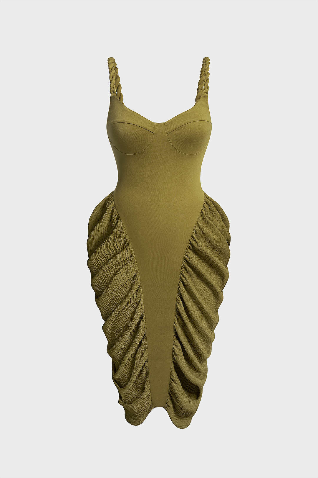 Plus Size Twist Knot Ruched Sleeveless Midi Dress