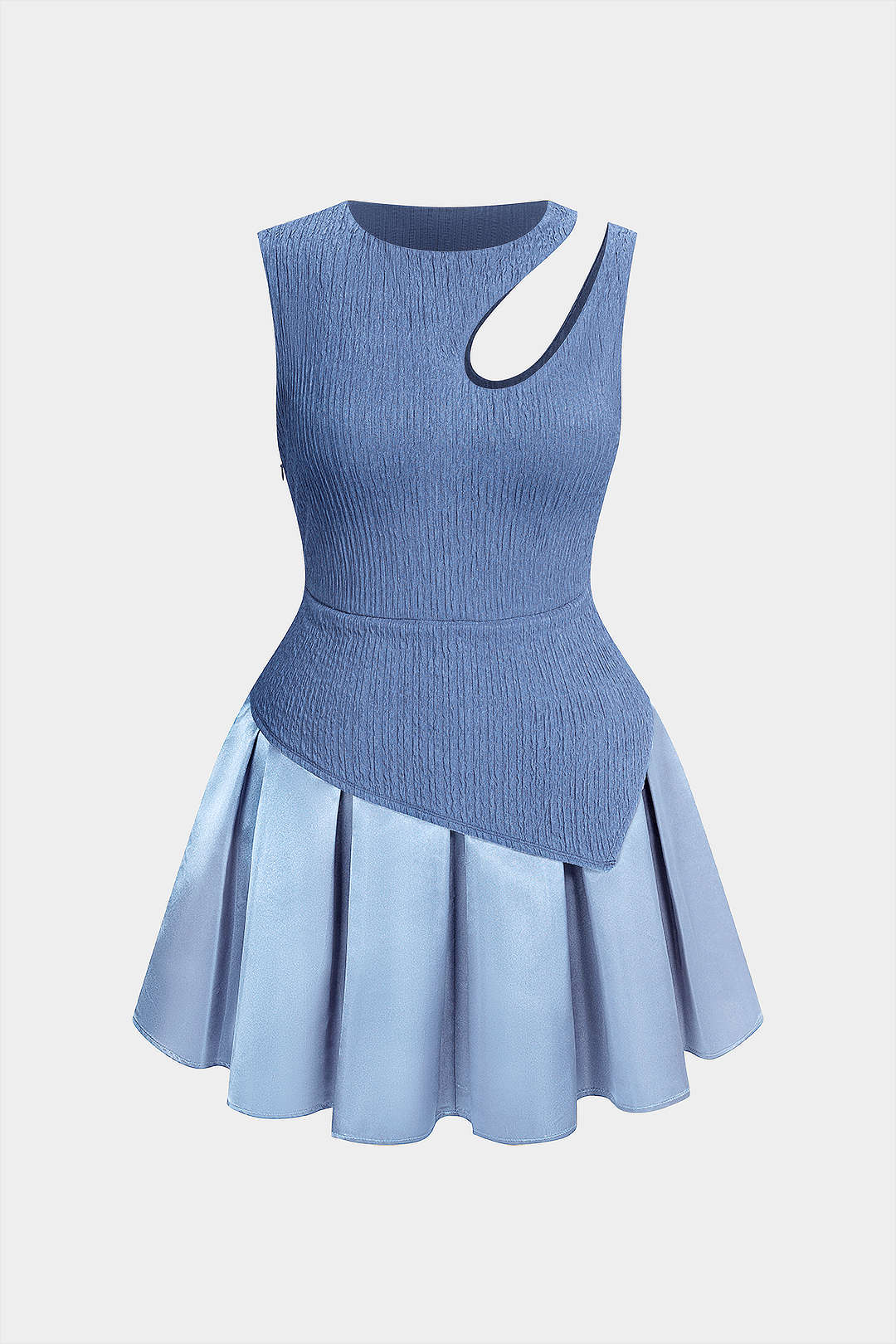 Plus Size Round Neck Asymmetrical Cut Out Sleeveless Mini Dress - Image 7