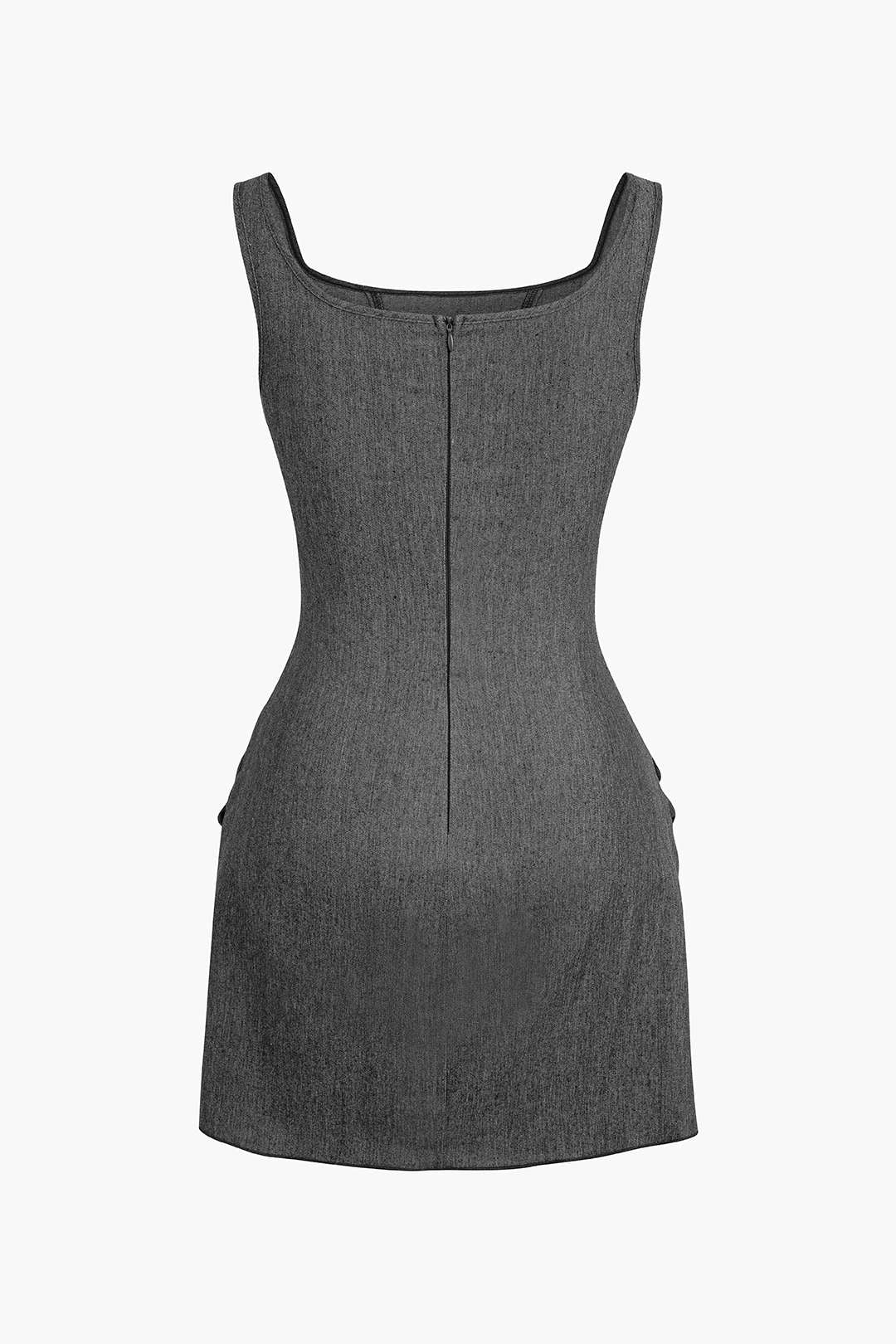 3D Flower Ruched Tank Denim Dress - Image 10