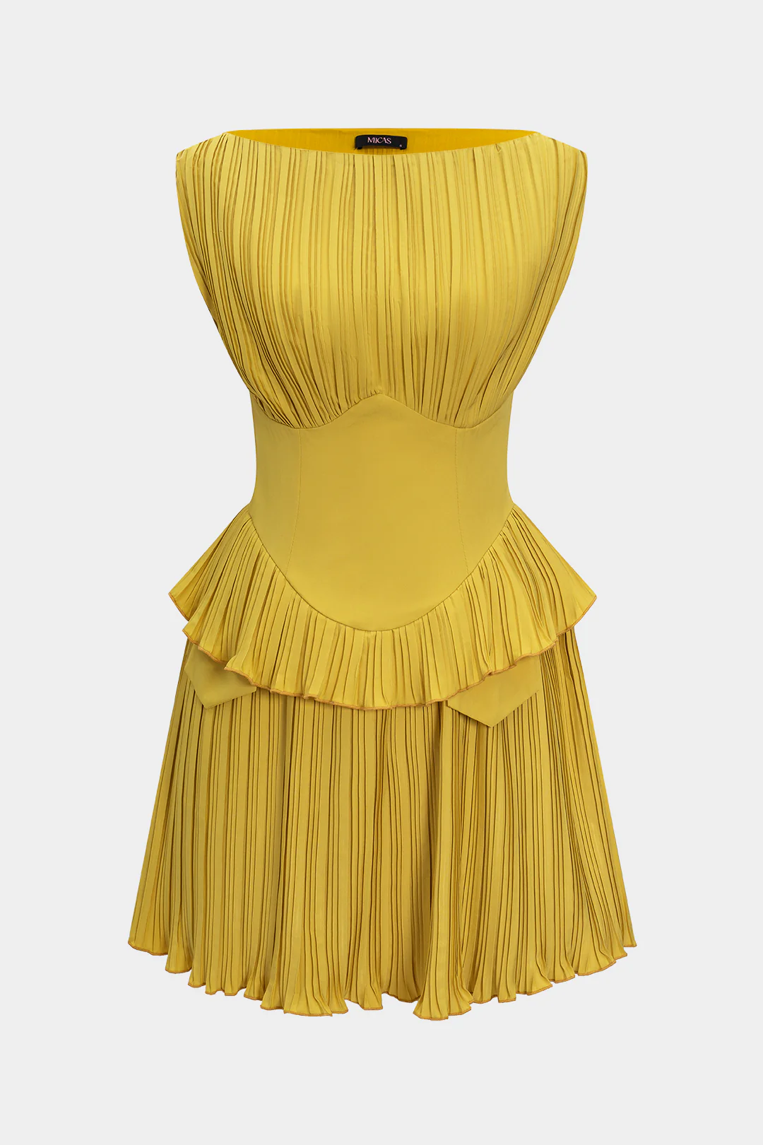 Pleated Patchwork Corset Sleeveless Mini Dress