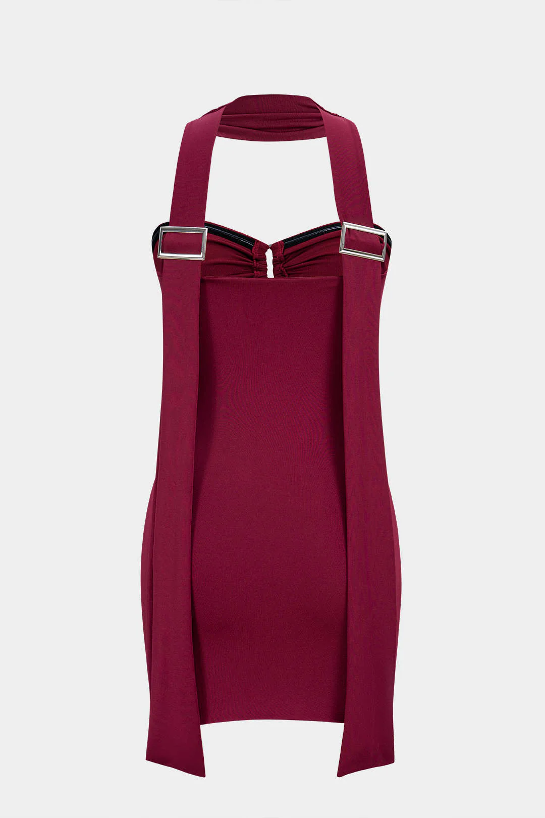 Metallic Halter Neck Ruched Cut Out Sleeveless Mini Dress - Image 2