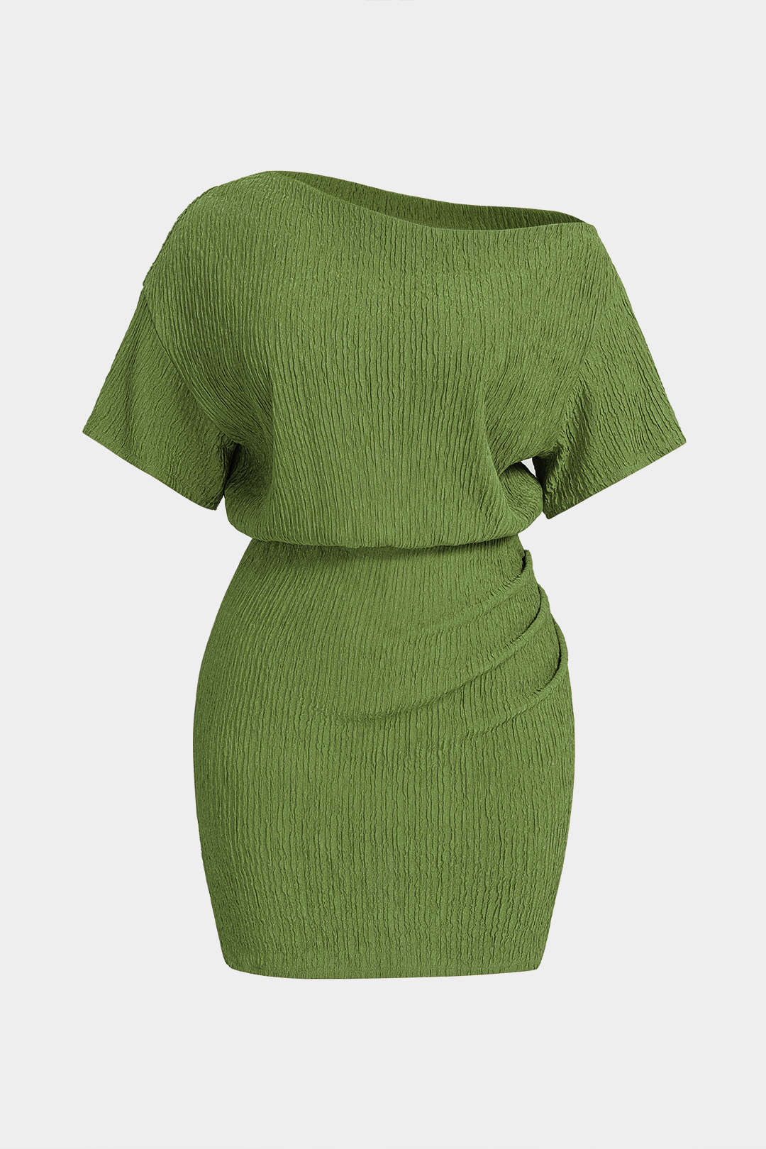 Plus Size One Shoulder Short Sleeve Mini Dress