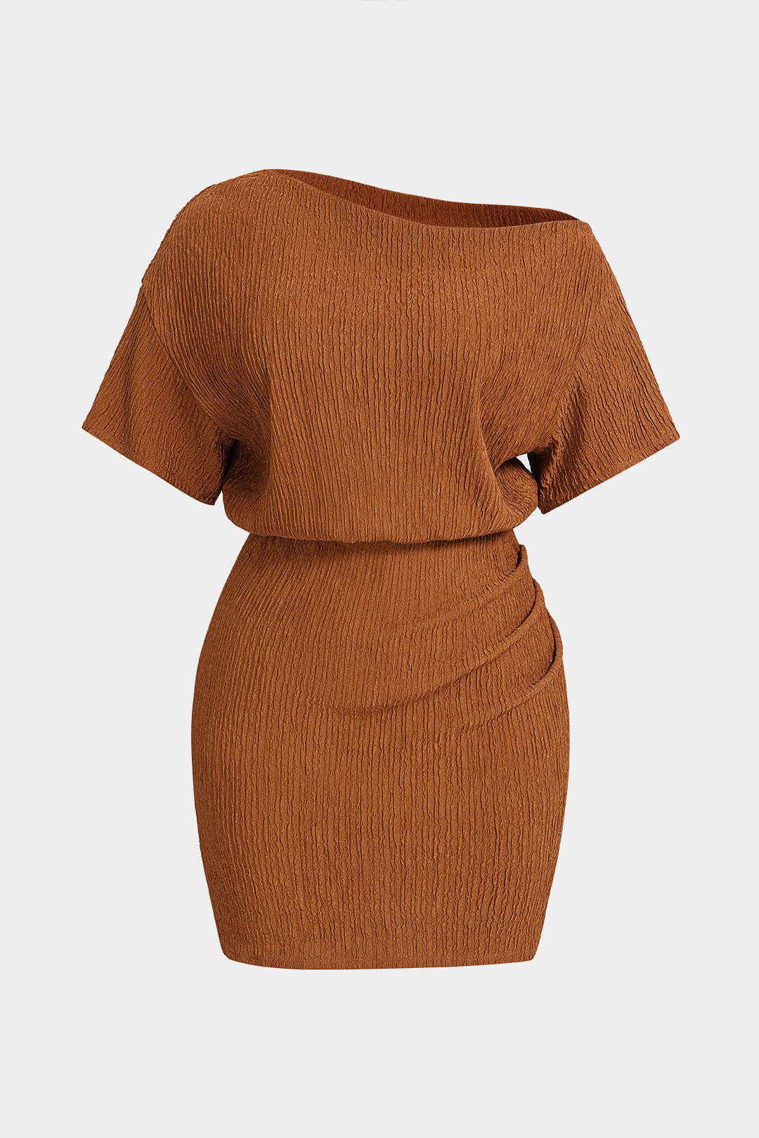 Plus Size One Shoulder Short Sleeve Mini Dress - Image 2