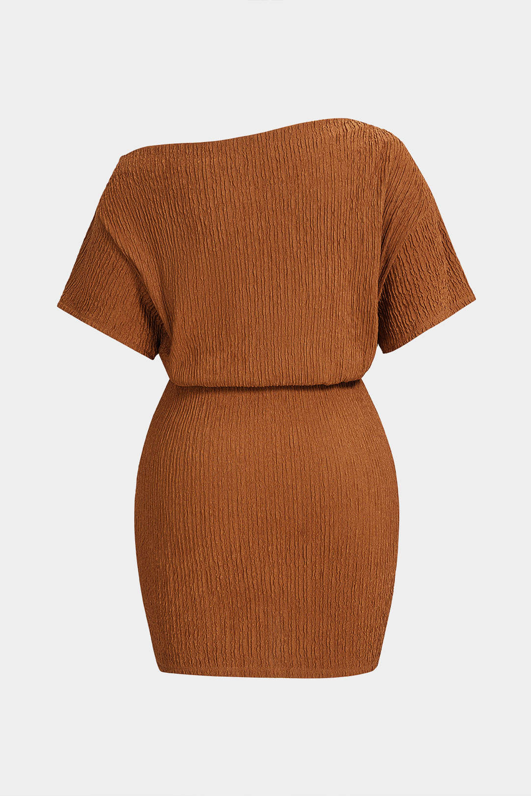 Plus Size One Shoulder Short Sleeve Mini Dress - Image 3