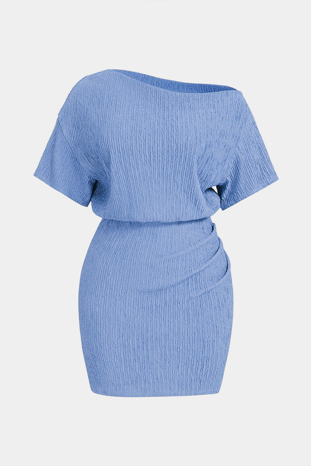 Plus Size One Shoulder Short Sleeve Mini Dress - Image 6