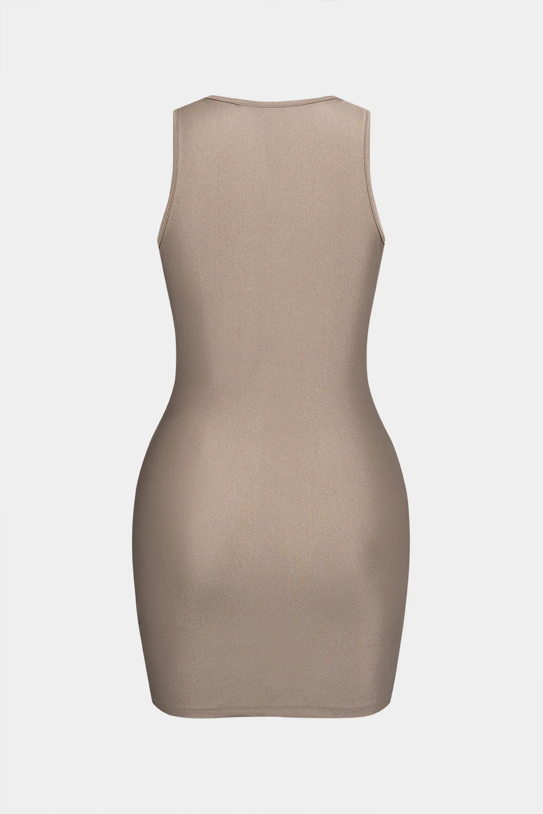 U-Neck Asymmetrical Ruched Sleeveless Mini Dress - Image 2