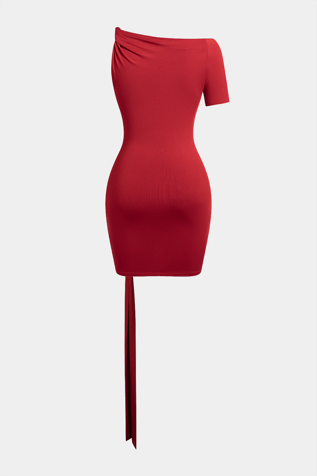 Twist Knot Asymmetrical Drawstring Short Sleeve Mini Dress - Image 2