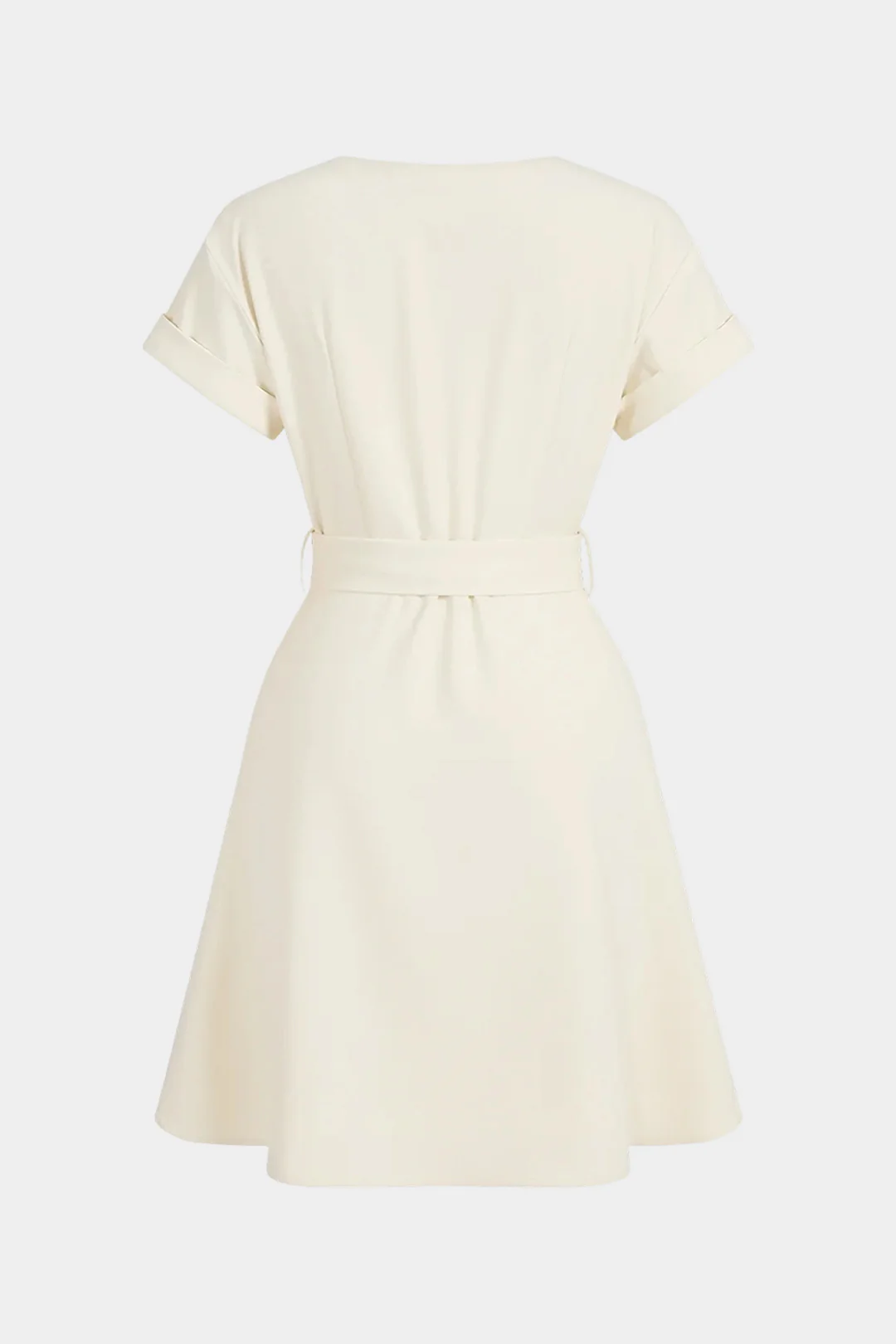V-Neck Belted Layered Short Sleeve Mini Dress - Image 2