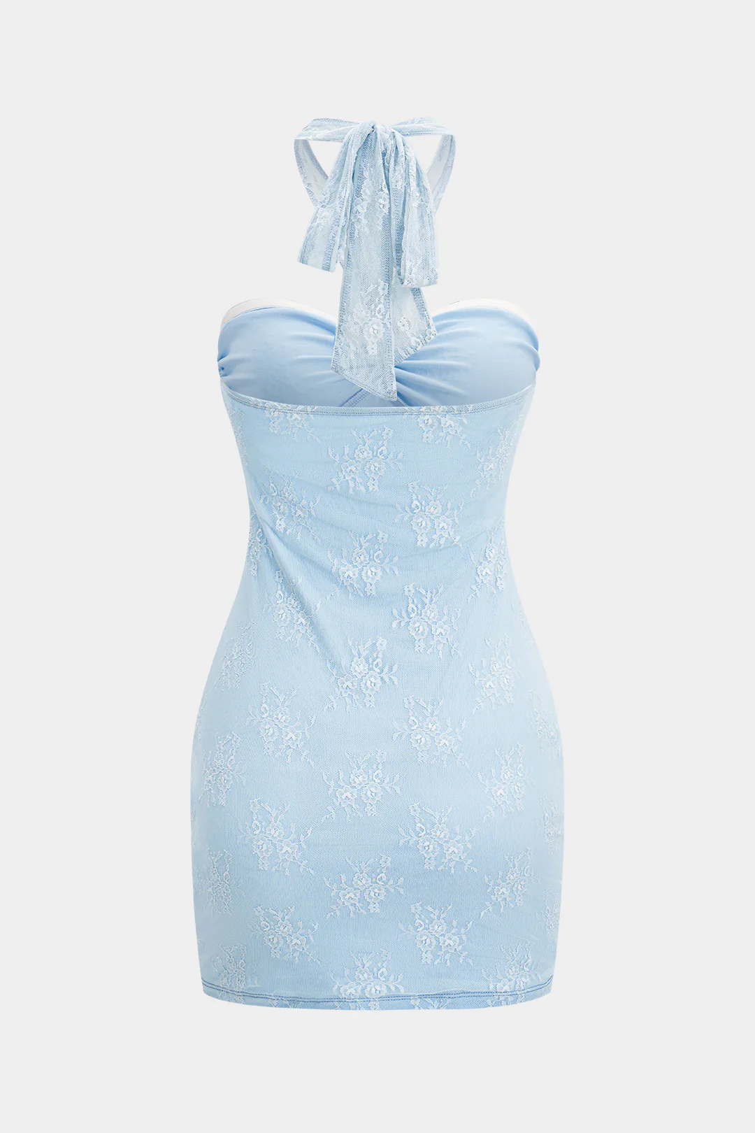 Halter Neck Tie-Up Ruched Sleeveless Mini Dress - Image 2