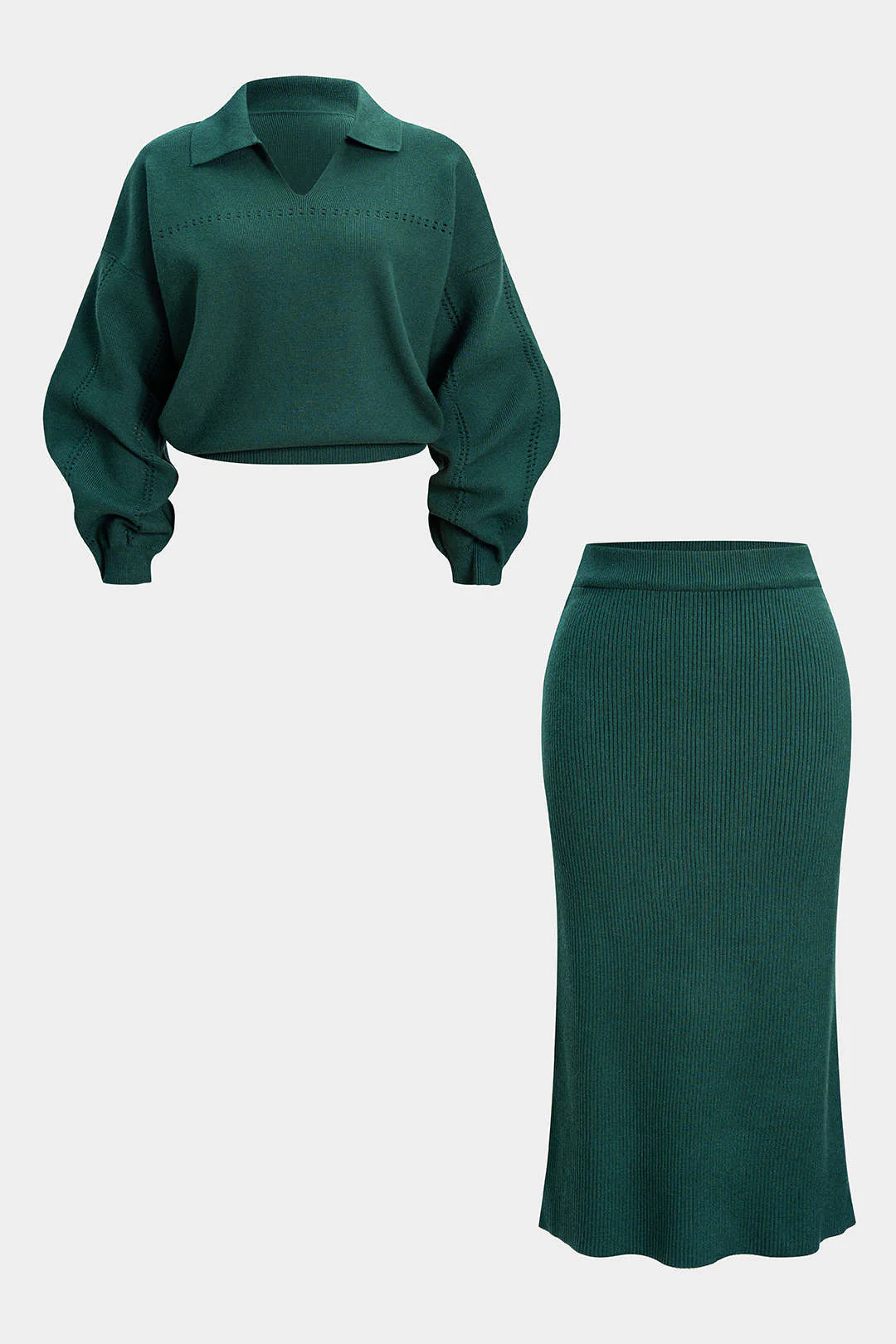 Plus Size Knit Cut Out  Set