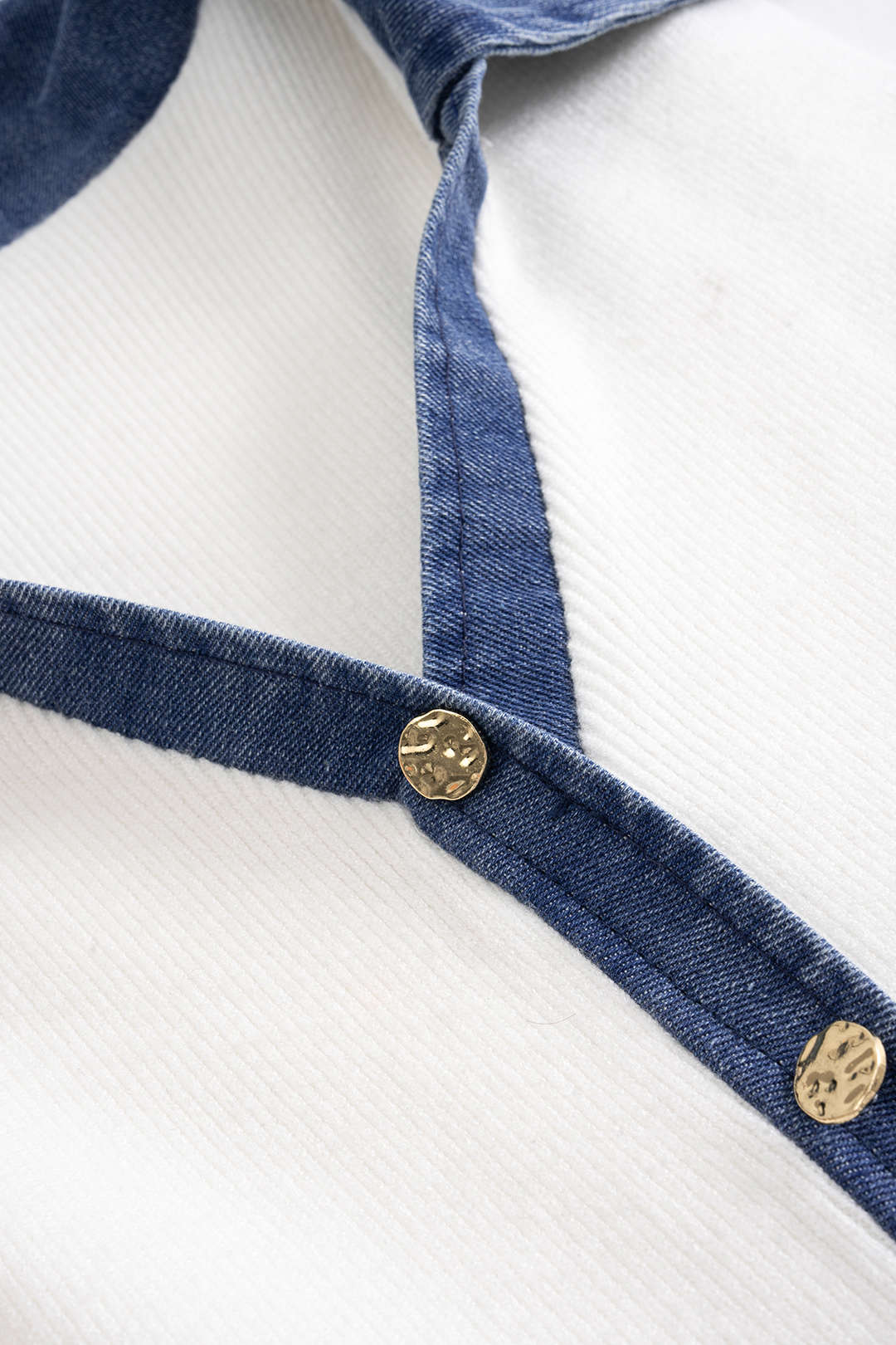 Knit Patchwork Denim Lapel Sleeveless Dress - Image 3