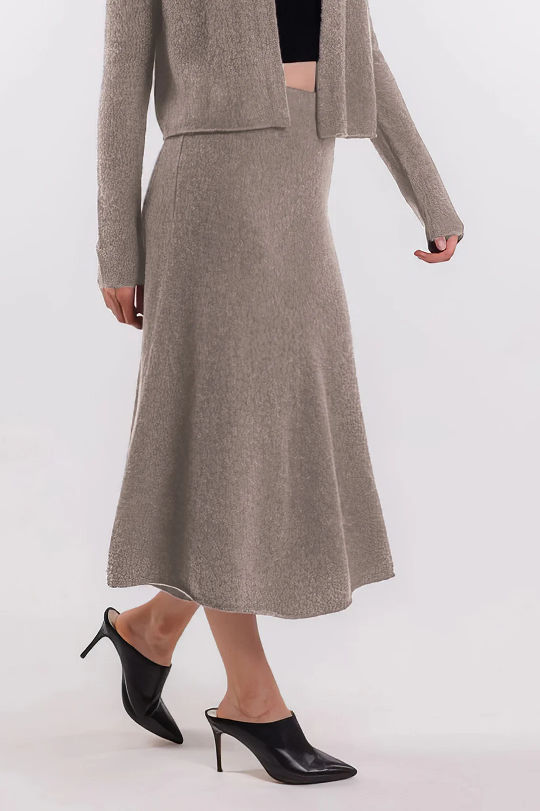 Solid Sweater Midi Skirt