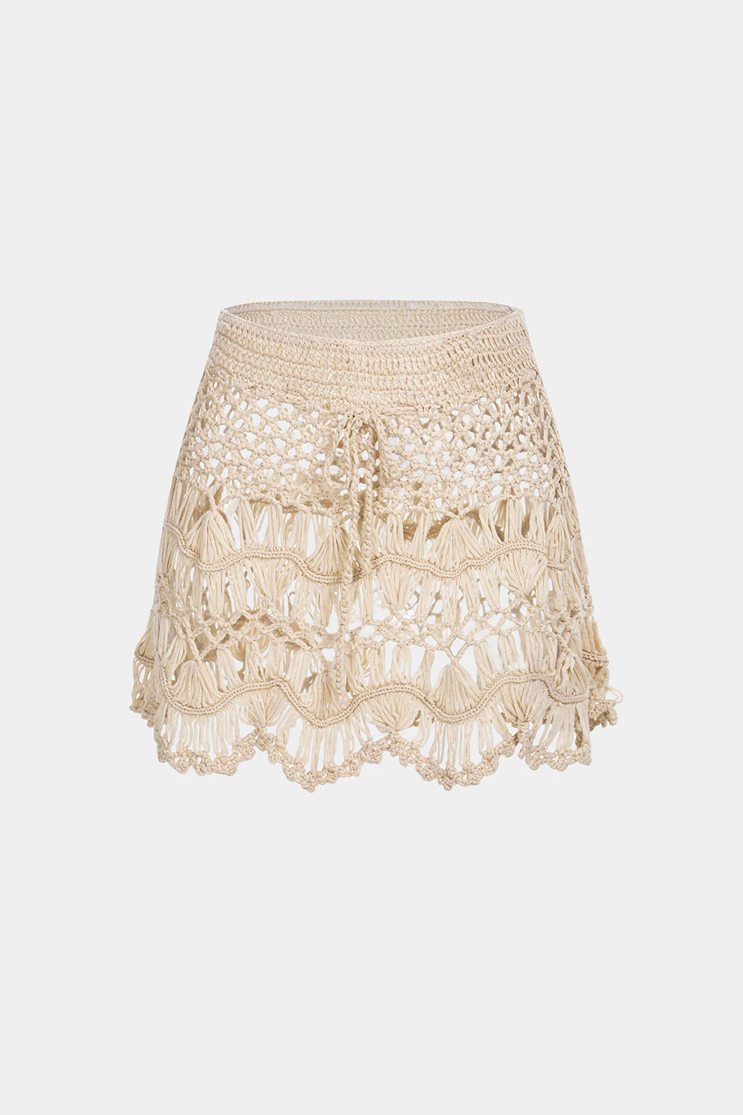 Knit Solid Tie Front Hollow Out Skirt