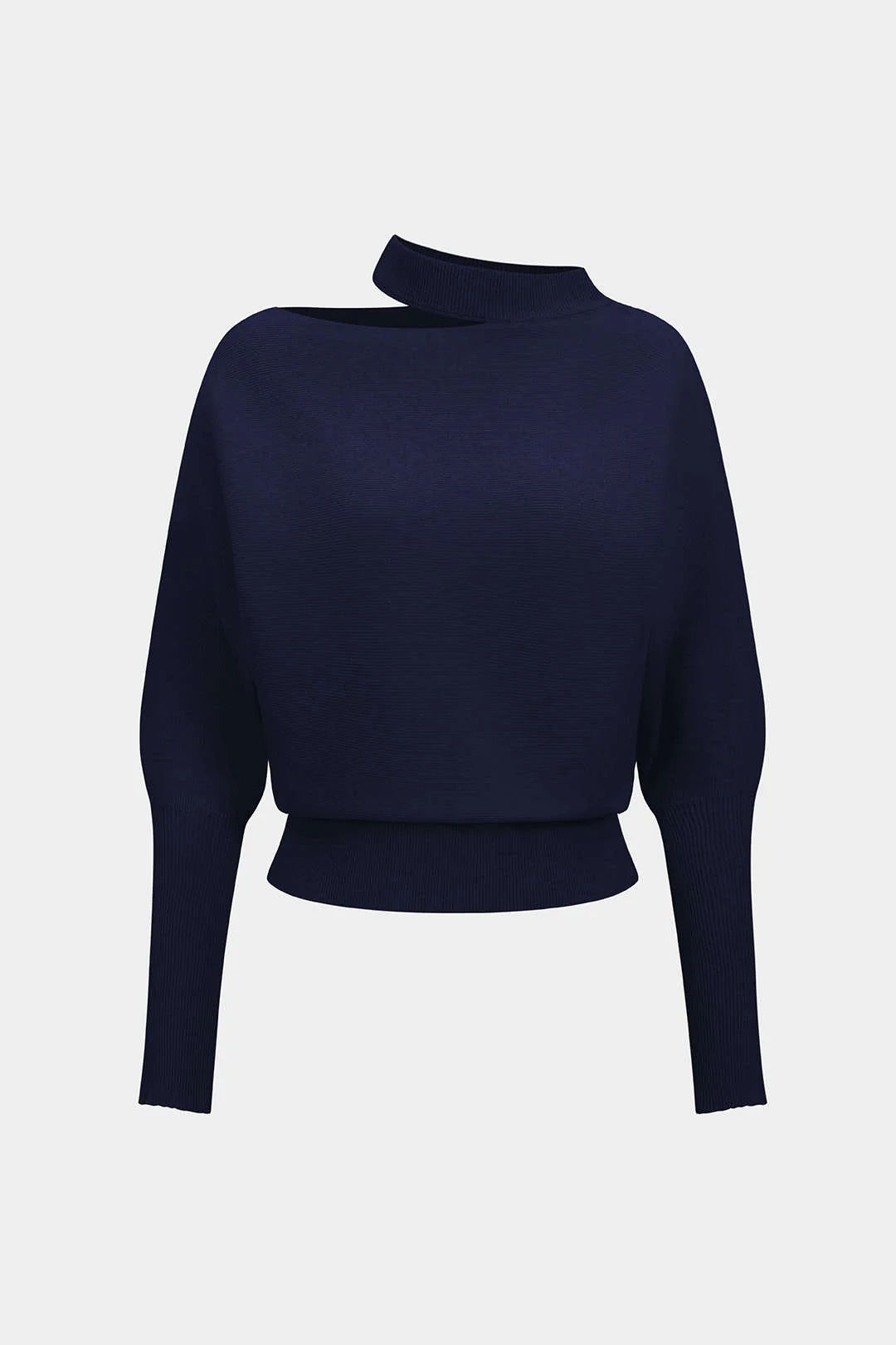 Knit Cut Out Asymmetrical Long-Sleeve Top