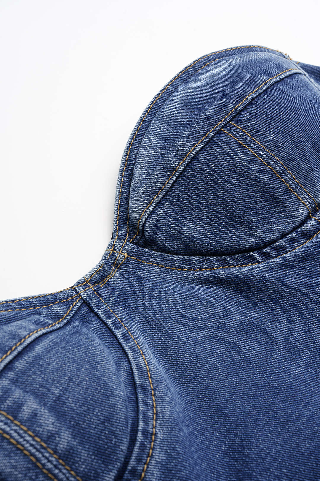 Denim Zipper Asymmetrical Tube Top - Image 3