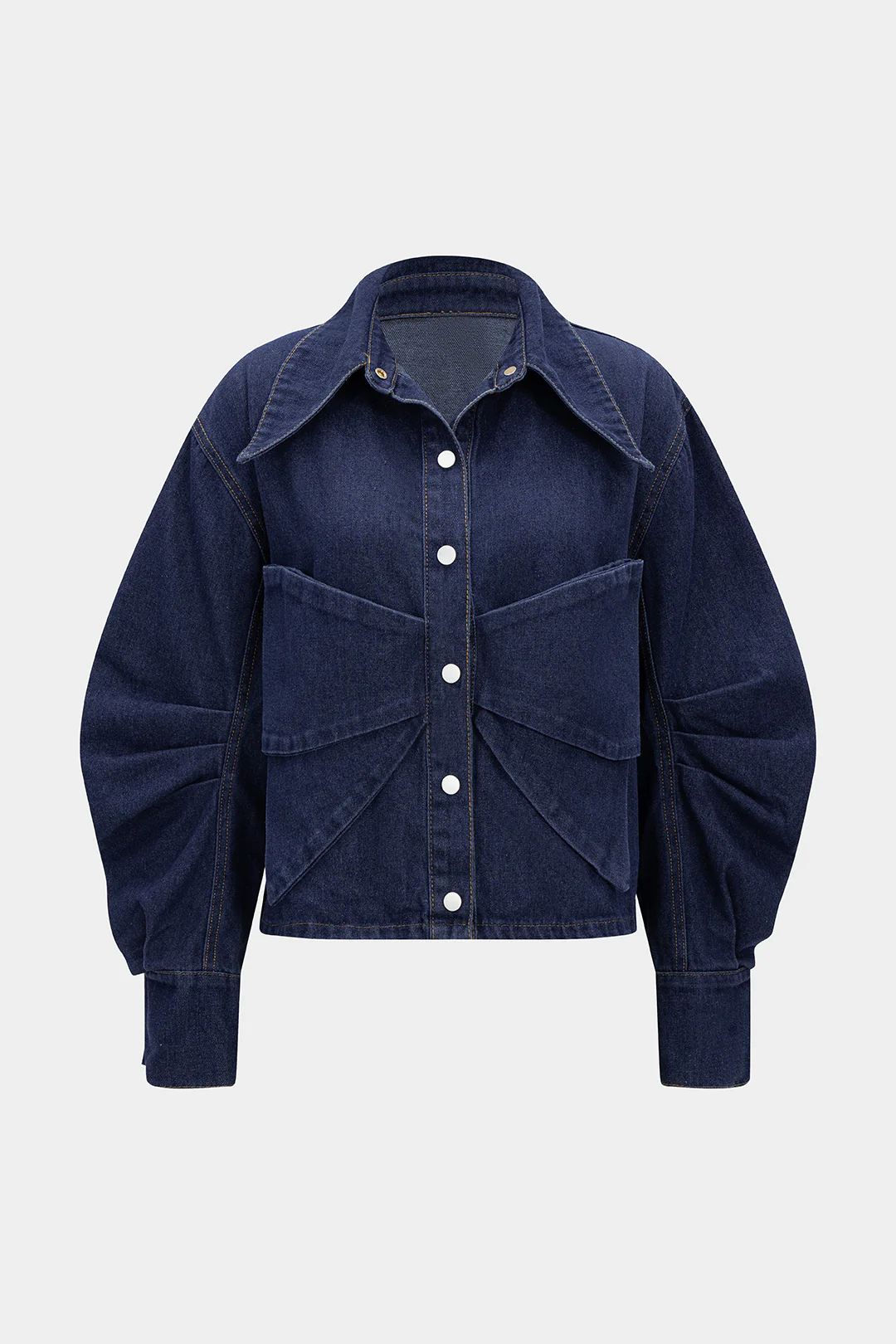Denim Bow Ruched Outerwear
