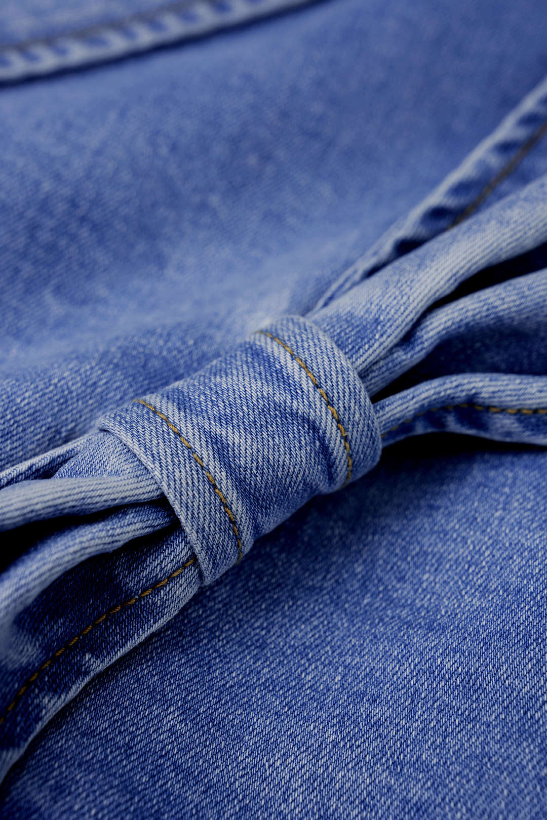 Denim One Shoulder Asymmetrical Ruched Tank Top - Image 3