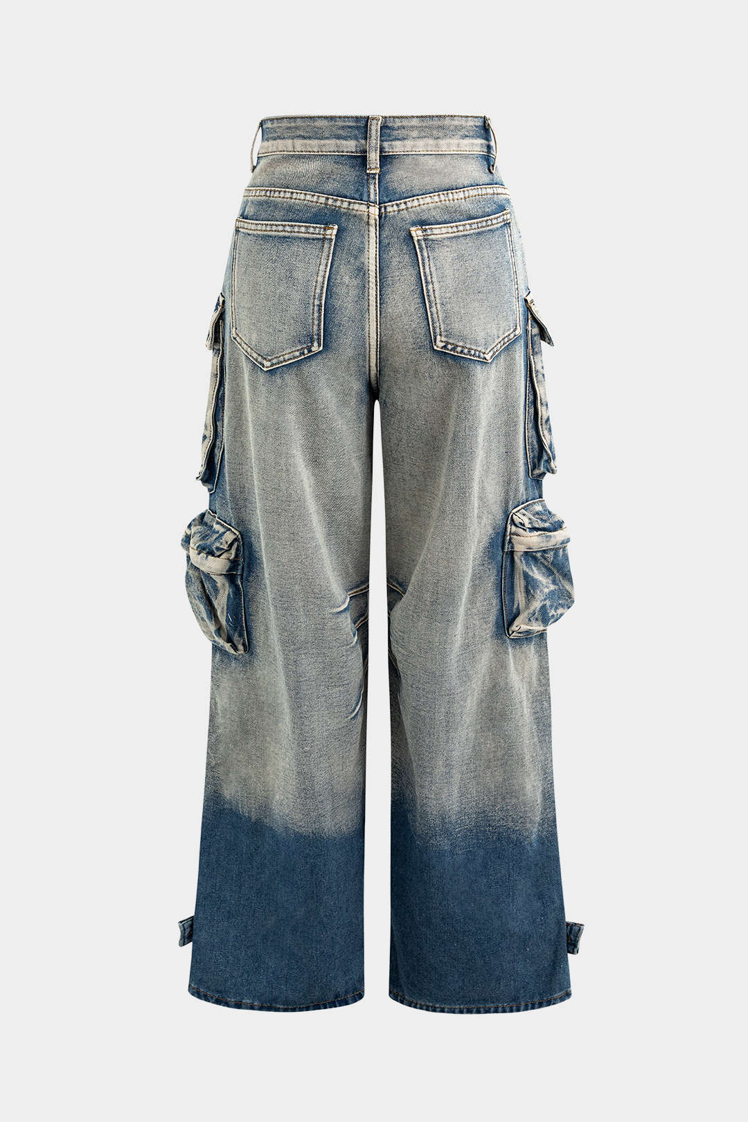 Ombre Multi Pocket Wide Leg Cargo Jeans - Image 20