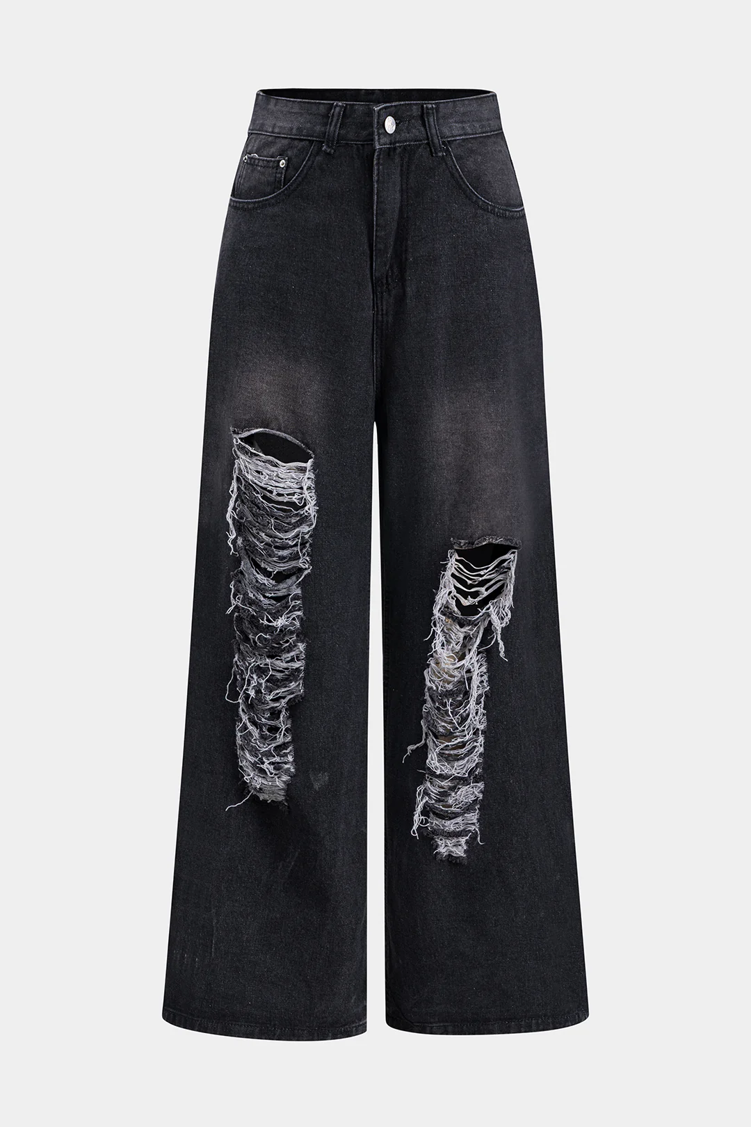 Denim Ripped Wide Leg Jeans