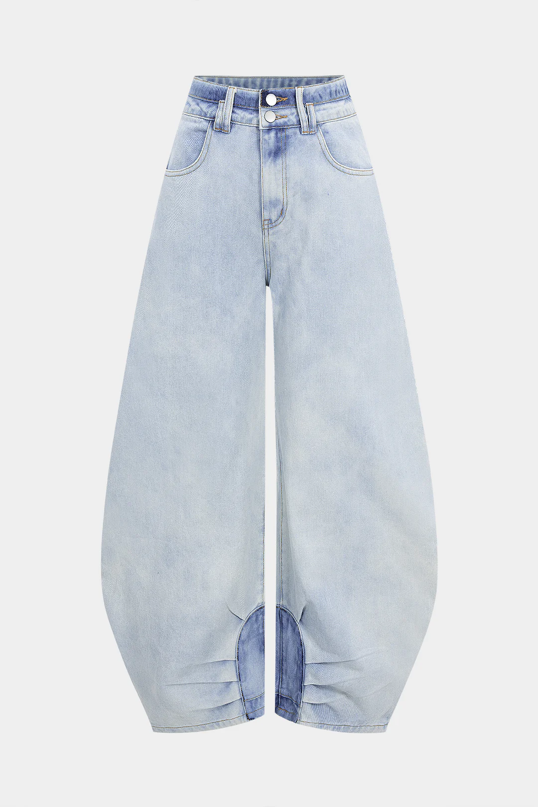 Denim Ruched Wide Leg Jeans