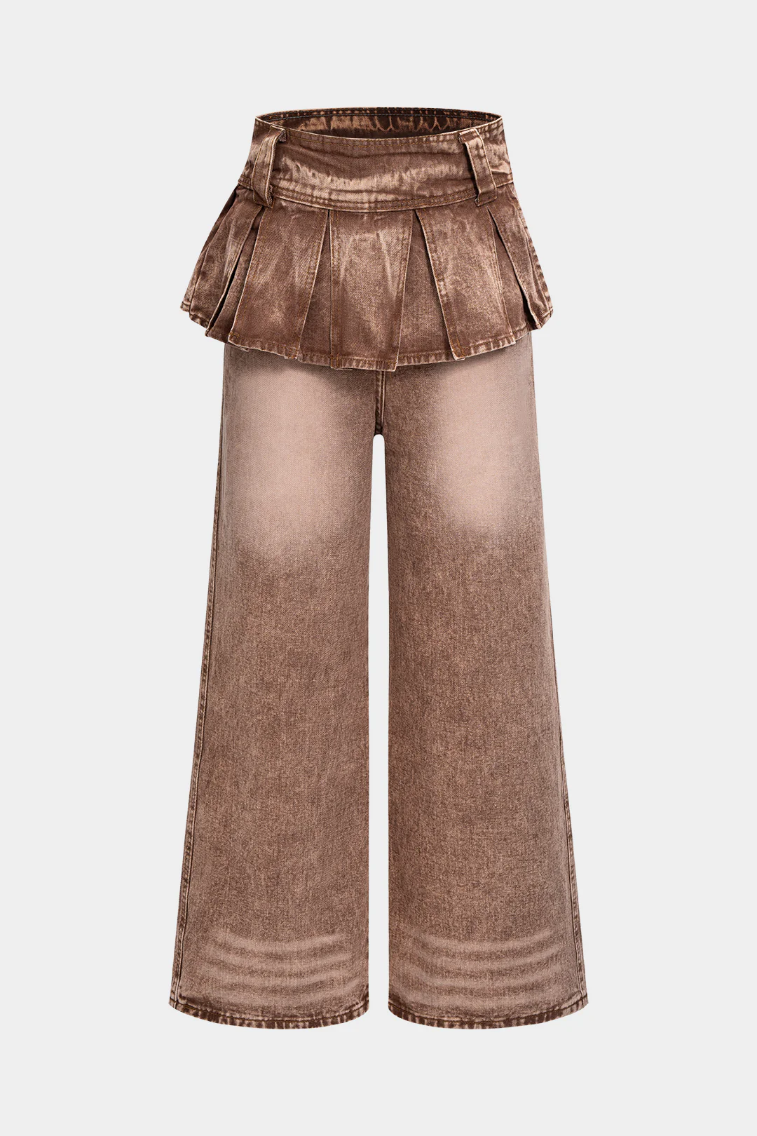 Denim Pleated Wide Leg Jeans