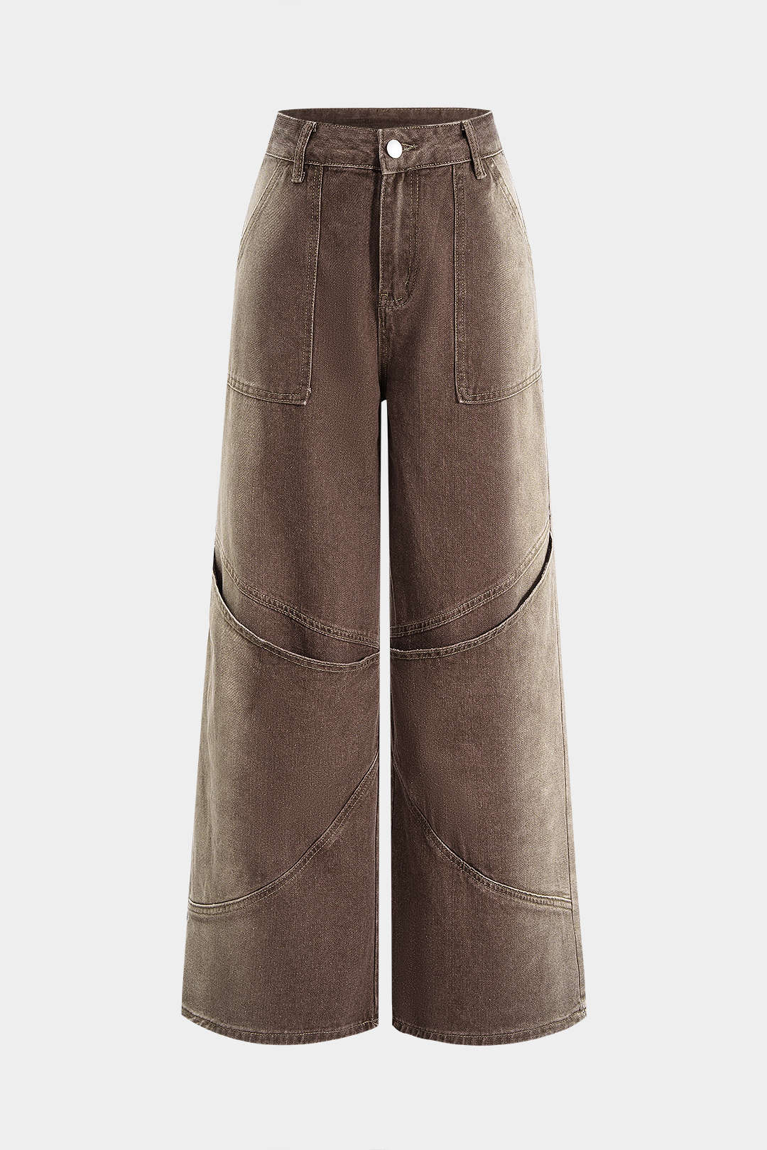 Denim Pocket High Waist Wide Leg Jeans