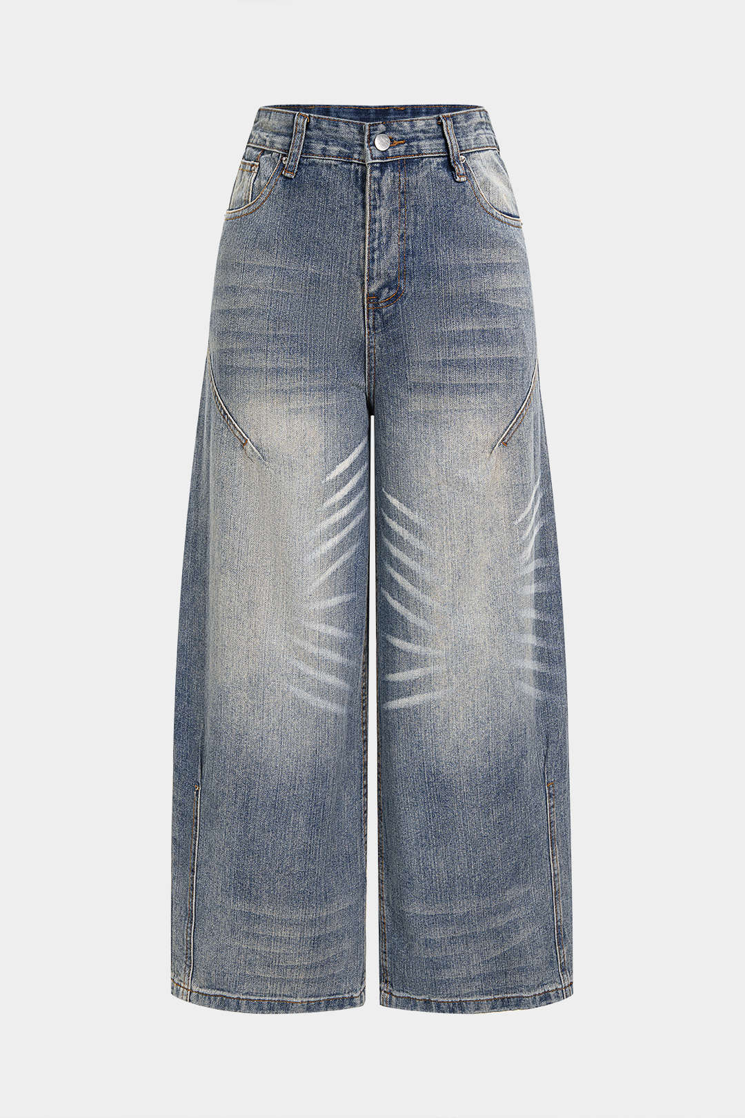 Denim Pocket High Waist Wide Leg Jeans